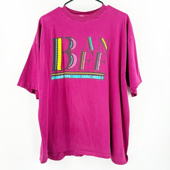 VINTAGE Y2K T-Shirt SZ Extra Large Banff National Park Canada Mountain Memories - Picture 1 of 11